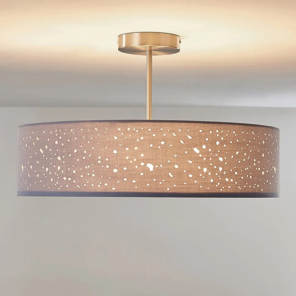 Lindby plafondlamp Umma, afstand, grijs, stof, Ø 50 cm, E27