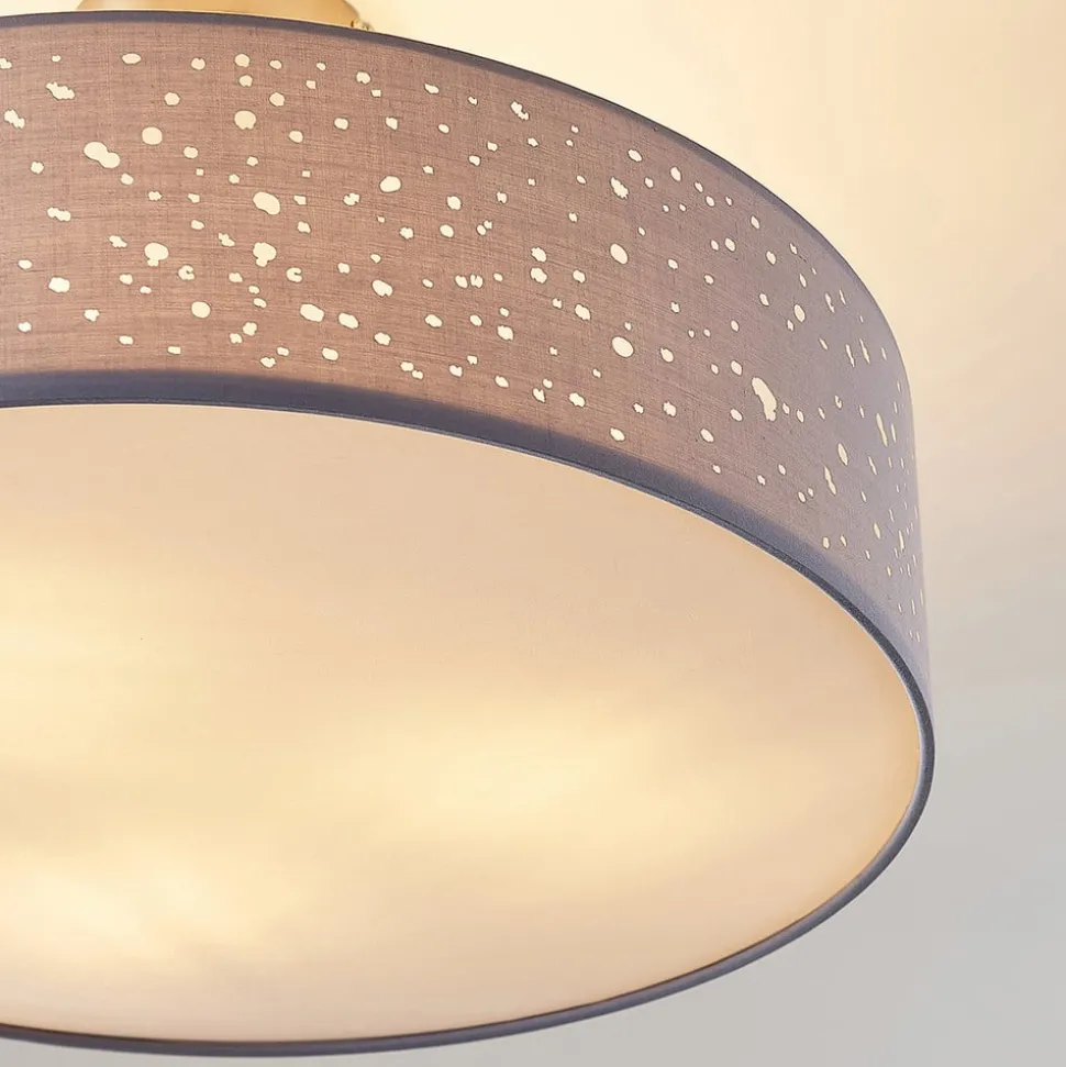 Lindby plafondlamp Umma, afstand, grijs, stof, Ø 50 cm, E27