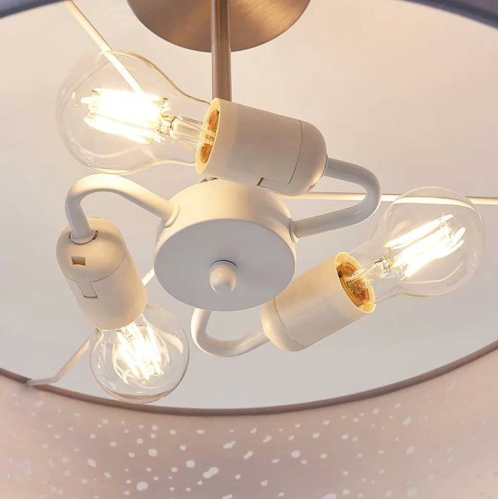 Lindby plafondlamp Umma, afstand, grijs, stof, Ø 50 cm, E27