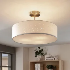 Lindby plafondlamp Umma, afstand, wit, stof, Ø 50 cm, E27