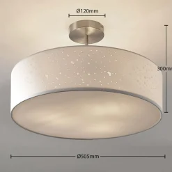 Lindby plafondlamp Umma, afstand, wit, stof, Ø 50 cm, E27
