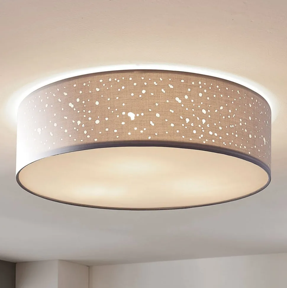 Lindby plafondlamp Umma, grijs, stof, Ø 50 cm, E27