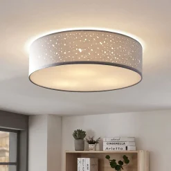 Lindby plafondlamp Umma, grijs, stof, Ø 50 cm, E27