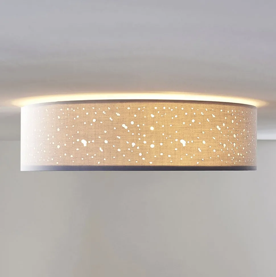 Lindby plafondlamp Umma, grijs, stof, Ø 50 cm, E27