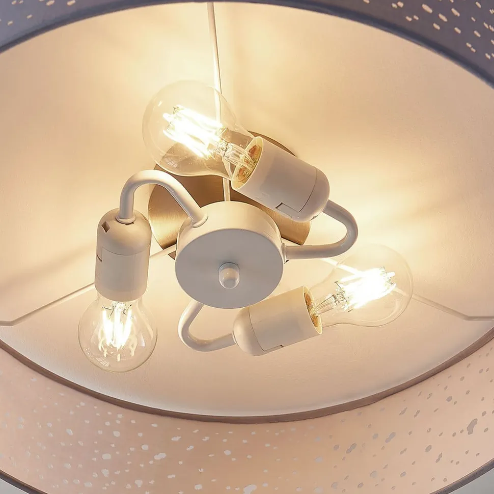 Lindby plafondlamp Umma, grijs, stof, Ø 50 cm, E27