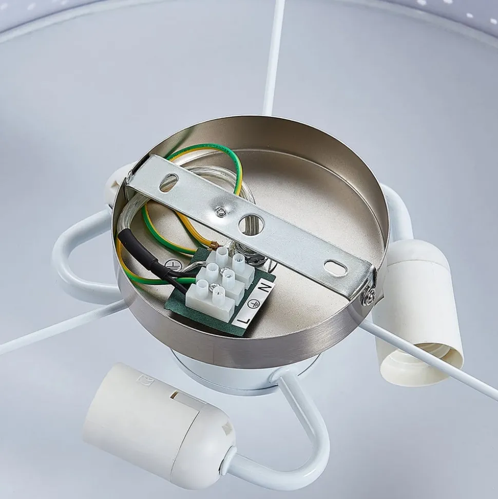 Lindby plafondlamp Umma, grijs, stof, Ø 50 cm, E27