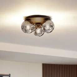 Lindby plafondlamp Valentina, E14, grijs, glas, Ø 36,6 cm