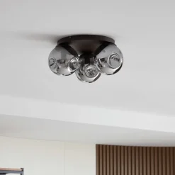 Lindby plafondlamp Valentina, E14, grijs, glas, Ø 36,6 cm