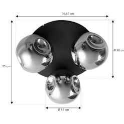 Lindby plafondlamp Valentina, E14, grijs, glas, Ø 36,6 cm