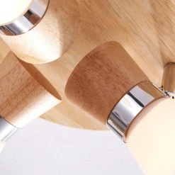 Lindby plafondlamp Vivica, Ø 26 cm, chroom, glas, hout