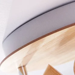 Lindby plafondlamp Vivica, Ø 26 cm, chroom, glas, hout