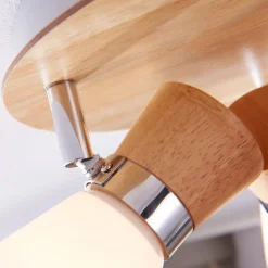 Lindby plafondlamp Vivica, Ø 26 cm, chroom, glas, hout