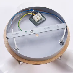 Lindby plafondlamp Vivica, Ø 26 cm, chroom, glas, hout