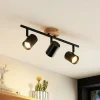 Lindby plafondlamp Xiomara, 3-lamps, 68 cm lang, hout