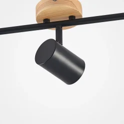 Lindby plafondlamp Xiomara, 3-lamps, 68 cm lang, hout