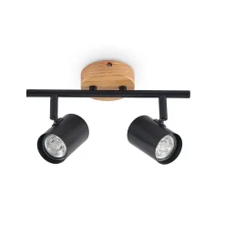 Lindby plafondlamp Xiomara, 2-lamps, 27 cm lang, hout