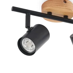 Lindby plafondlamp Xiomara, 2-lamps, 27 cm lang, hout