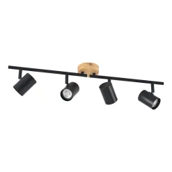 Lindby plafondlamp Xiomara, 4-lamps, 68 cm lang, hout