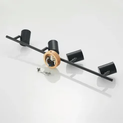 Lindby plafondlamp Xiomara, 4-lamps, 68 cm lang, hout