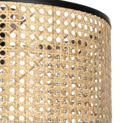 Lindby plafondlamp Yaelle, 22 cm hoog, rotan, zwart, E27