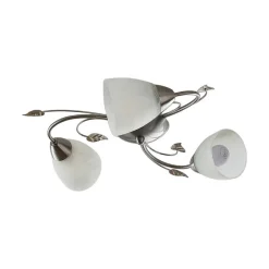 Lindby plafondlamp Yannie, 3-lamps, 50cm, nikkel/wit, glas