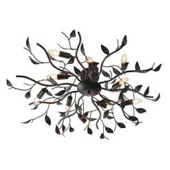 Lindby plafondlamp Yos, 10-lamps, 95 cm, zwart-koper, E14