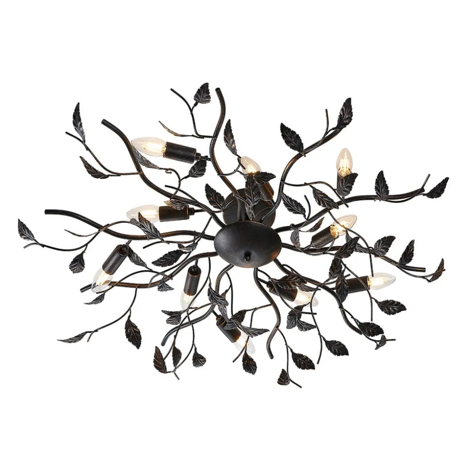 Lindby plafondlamp Yos, 10-lamps, 95 cm, zwart-koper, E14