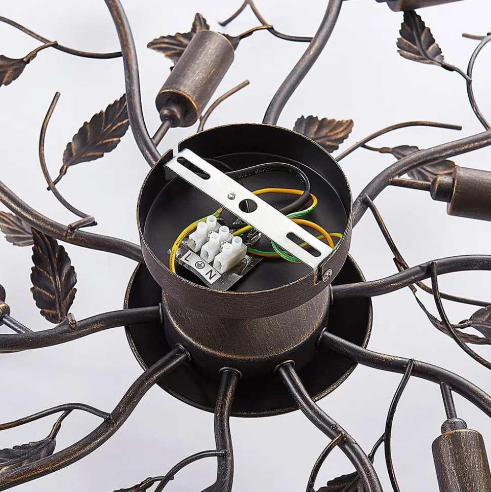 Lindby plafondlamp Yos, 10-lamps, 95 cm, zwart-koper, E14