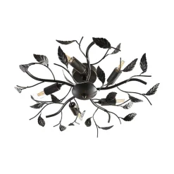 Lindby plafondlamp Yos, 5-lamps, 58 cm, zwart-koper, E14