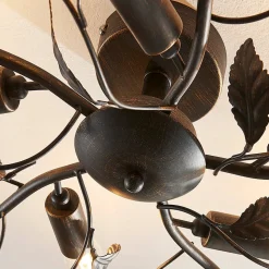 Lindby plafondlamp Yos, 5-lamps, 58 cm, zwart-koper, E14