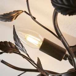 Lindby plafondlamp Yos, 5-lamps, 58 cm, zwart-koper, E14