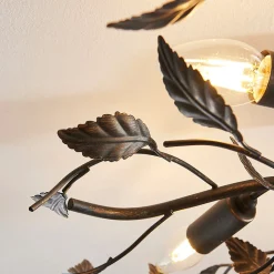 Lindby plafondlamp Yos, 5-lamps, 58 cm, zwart-koper, E14