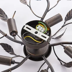 Lindby plafondlamp Yos, 5-lamps, 58 cm, zwart-koper, E14