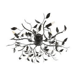 Lindby plafondlamp Yos, 8-lamps, 85 cm, zwart-koper, E14