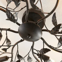 Lindby plafondlamp Yos, 8-lamps, 85 cm, zwart-koper, E14