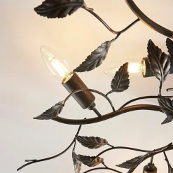 Lindby plafondlamp Yos, 8-lamps, 85 cm, zwart-koper, E14