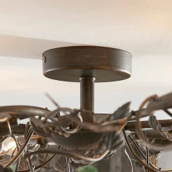 Lindby plafondlamp Yos, 8-lamps, 85 cm, zwart-koper, E14