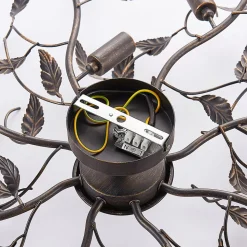 Lindby plafondlamp Yos, 8-lamps, 85 cm, zwart-koper, E14