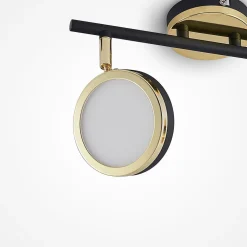 Lindby plafondspot Alsani, 2-lamps, staal, zwart, goud