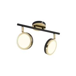 Lindby plafondspot Alsani, 2-lamps, staal, zwart, goud