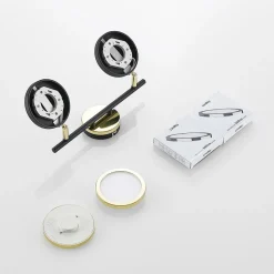 Lindby plafondspot Alsani, 2-lamps, staal, zwart, goud