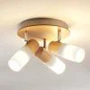 Lindby plafondspot Christoph, 20 cm, 3-lamps, hout, rondel
