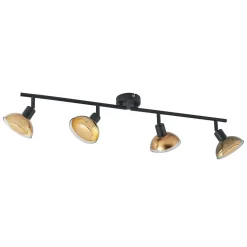 Lindby plafondspot Erin, zwart/goud, 4-lamps, glas