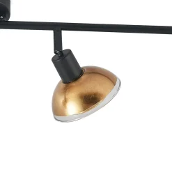 Lindby plafondspot Erin, zwart/goud, 4-lamps, glas