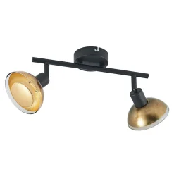 Lindby plafondspot Erin, zwart/goud, 2-lamps, glas