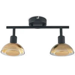 Lindby plafondspot Erin, zwart/goud, 2-lamps, glas