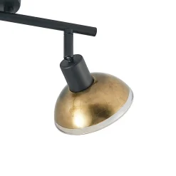 Lindby plafondspot Erin, zwart/goud, 2-lamps, glas