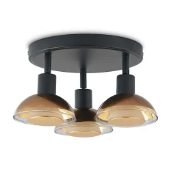 Lindby plafondspot Erin, zwart/goud, Ø 22 cm, glas