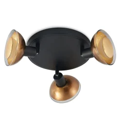 Lindby plafondspot Erin, zwart/goud, Ø 22 cm, glas