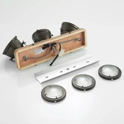 Lindby plafondspot Farovi, zwart, 44 cm, 3-lamps, hout, GU10